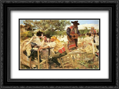 Escena valenciana 24x18 Black Ornate Wood Framed Art Print Poster with Double Matting by Sorolla, Joaquin