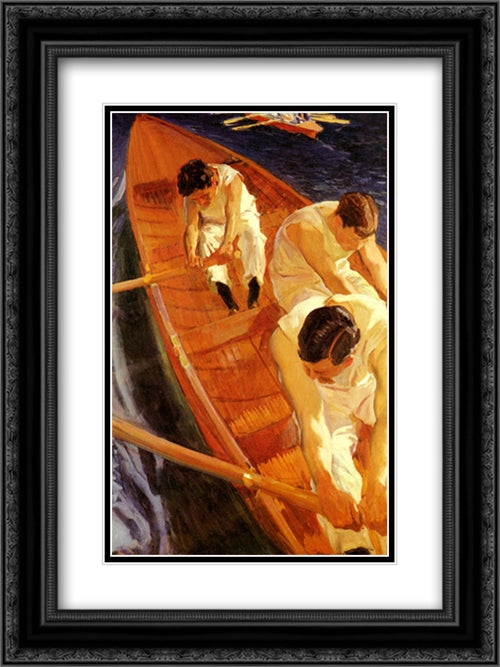 In the Rowing Boat (Zarauz) 18x24 Black Ornate Wood Framed Art Print Poster with Double Matting by Sorolla, Joaquin