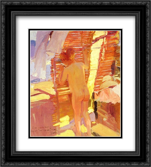 The Inquisitive Child 20x22 Black Ornate Wood Framed Art Print Poster with Double Matting by Sorolla, Joaquin