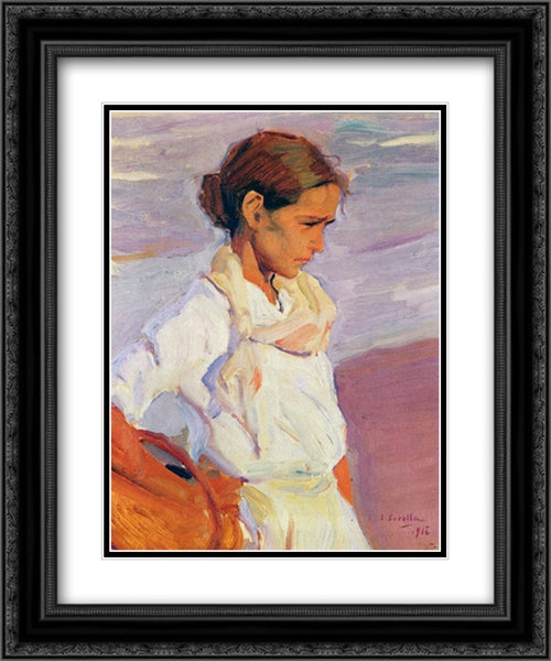 Valencian Fishergirl 20x24 Black Ornate Wood Framed Art Print Poster with Double Matting by Sorolla, Joaquin