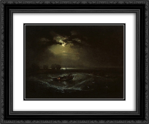 Fishermen at Sea 24x20 Black Ornate Wood Framed Art Print Poster with Double Matting by Turner, Joseph Mallord William