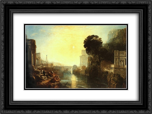 Dido Building Carthage 24x18 Black Ornate Wood Framed Art Print Poster with Double Matting by Turner, Joseph Mallord William