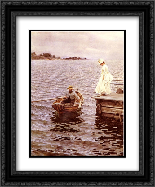 Sommarnoje 20x24 Black Ornate Wood Framed Art Print Poster with Double Matting by Zorn, Anders