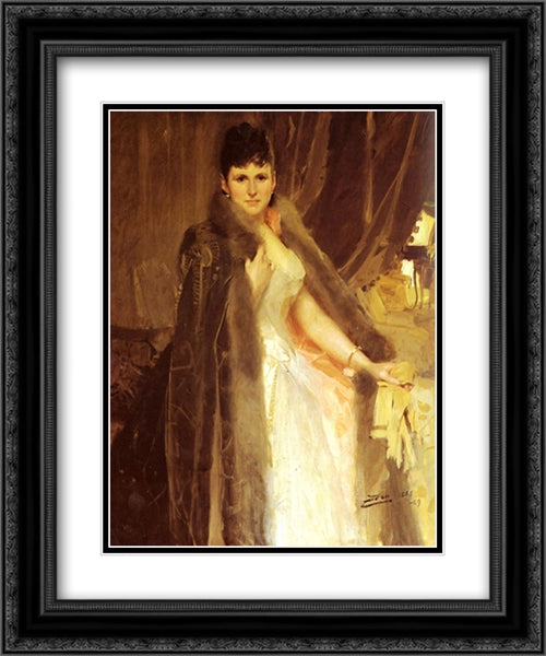 Mrs. Symons 20x24 Black Ornate Wood Framed Art Print Poster with Double Matting by Zorn, Anders