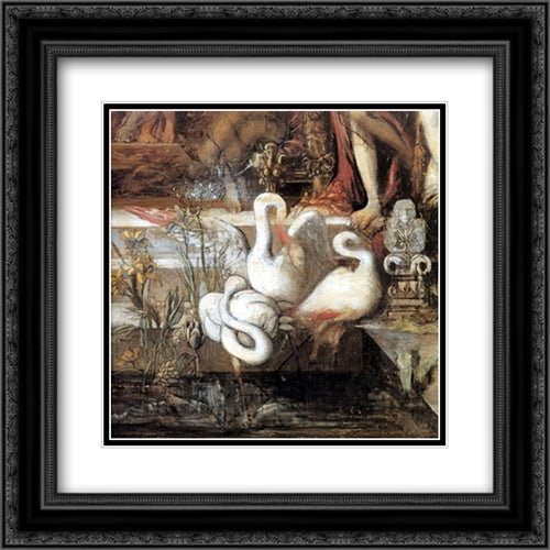 The Daughters of Thespius ' detail 20x20 Black Ornate Wood Framed Art Print Poster with Double Matting by Moreau, Gustave