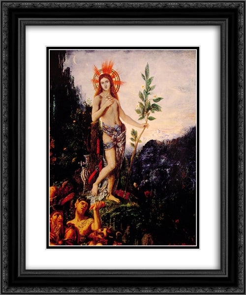 Apollo and the Satyrs 20x24 Black Ornate Wood Framed Art Print Poster with Double Matting by Moreau, Gustave