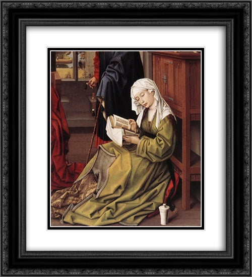 The Magdalen reading 20x22 Black Ornate Wood Framed Art Print Poster with Double Matting by van der Weyden, Rogier