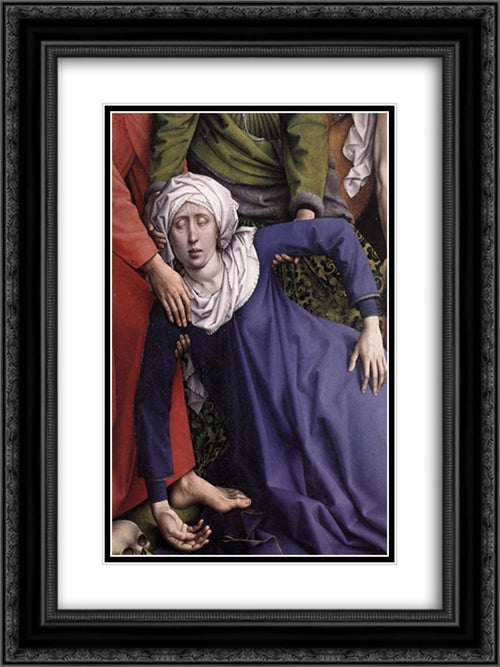 Deposition [detail: 1] 18x24 Black Ornate Wood Framed Art Print Poster with Double Matting by van der Weyden, Rogier