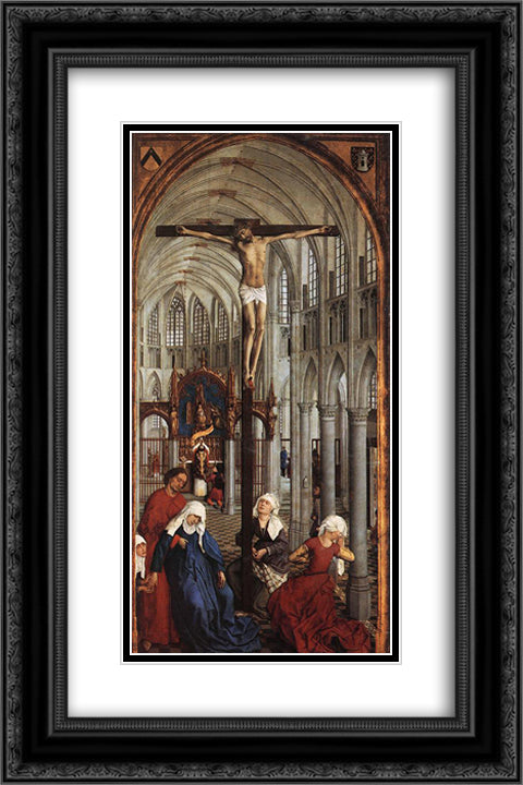Seven Sacraments Altarpiece: central panel 16x24 Black Ornate Wood Framed Art Print Poster with Double Matting by van der Weyden, Rogier