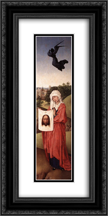 Crucifixion Triptych: right wing 12x24 Black Ornate Wood Framed Art Print Poster with Double Matting by van der Weyden, Rogier