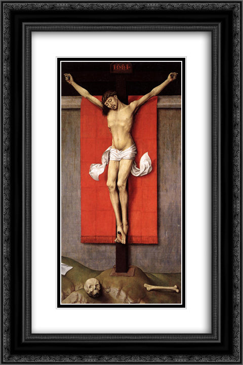 Crucifixion Diptych: right panel 16x24 Black Ornate Wood Framed Art Print Poster with Double Matting by van der Weyden, Rogier