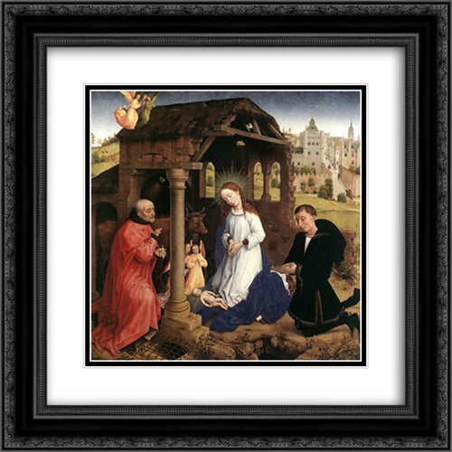 Bladelin Triptych: central panel 20x20 Black Ornate Wood Framed Art Print Poster with Double Matting by van der Weyden, Rogier