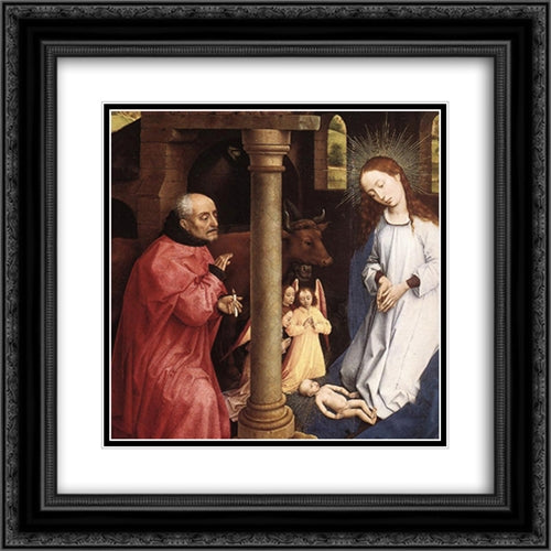 Bladelin Triptych: central panel [detail: 2] 20x20 Black Ornate Wood Framed Art Print Poster with Double Matting by van der Weyden, Rogier