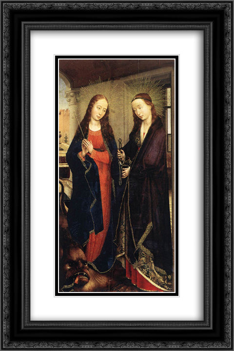 Sts Margaret and Apollonia 16x24 Black Ornate Wood Framed Art Print Poster with Double Matting by van der Weyden, Rogier