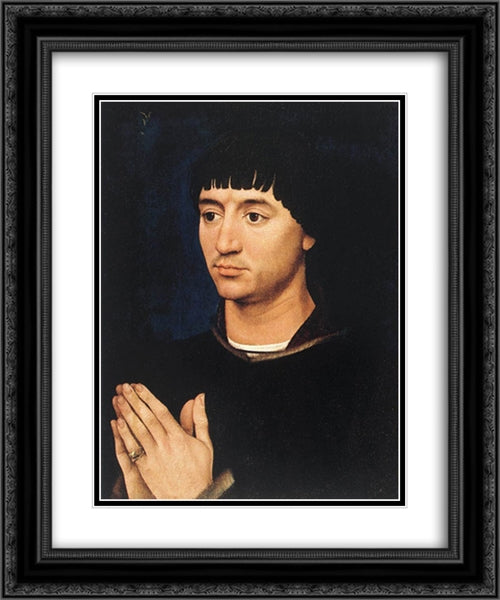 Portrait Diptych of Jean de Gros: right wing 20x24 Black Ornate Wood Framed Art Print Poster with Double Matting by van der Weyden, Rogier