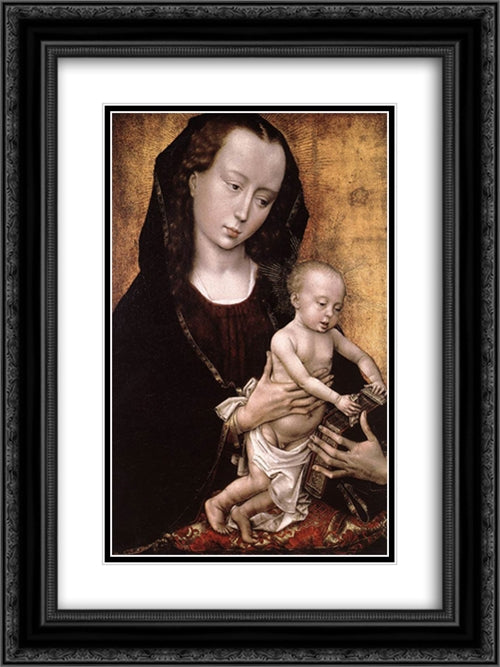 Portrait Diptych of Philippe de Croy: left wing 18x24 Black Ornate Wood Framed Art Print Poster with Double Matting by van der Weyden, Rogier