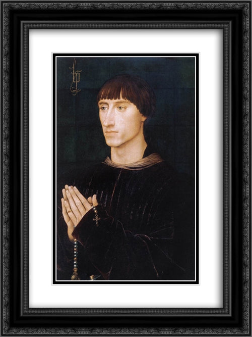 Portrait Diptych of Philippe de Croy: right wing 18x24 Black Ornate Wood Framed Art Print Poster with Double Matting by van der Weyden, Rogier