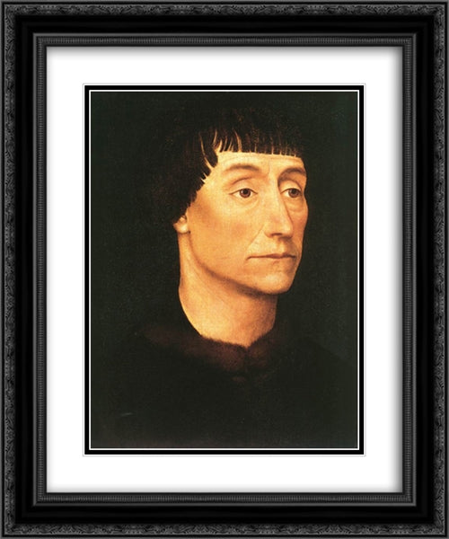 Portrait of a Man 20x24 Black Ornate Wood Framed Art Print Poster with Double Matting by van der Weyden, Rogier