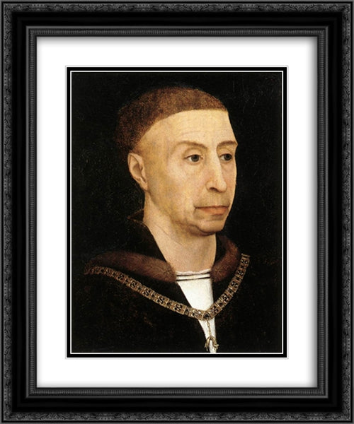 Portrait of Philip the Good 20x24 Black Ornate Wood Framed Art Print Poster with Double Matting by van der Weyden, Rogier