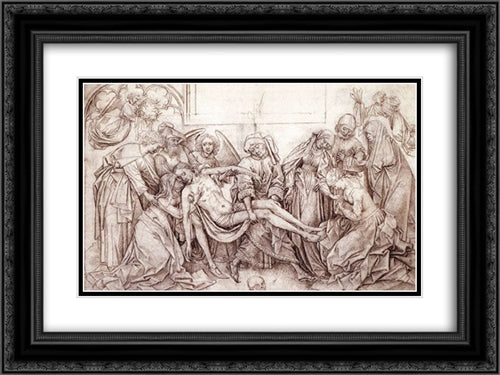 Descent from the Cross 24x18 Black Ornate Wood Framed Art Print Poster with Double Matting by van der Weyden, Rogier