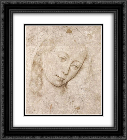 Head of the Madonna 20x22 Black Ornate Wood Framed Art Print Poster with Double Matting by van der Weyden, Rogier