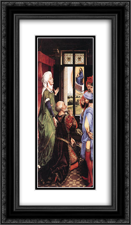 Pierre Bladelin Triptych ' left panel 14x24 Black Ornate Wood Framed Art Print Poster with Double Matting by van der Weyden, Rogier