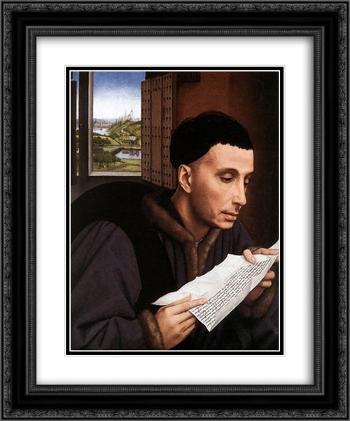 St. Ivo 20x24 Black Ornate Wood Framed Art Print Poster with Double Matting by van der Weyden, Rogier