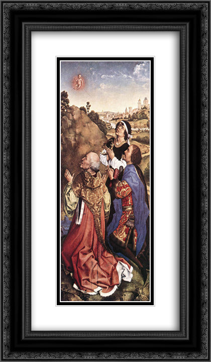 Pierre Bladelin Triptych ' right panel 14x24 Black Ornate Wood Framed Art Print Poster with Double Matting by van der Weyden, Rogier