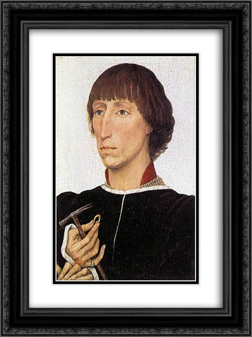 Francesco d'Este 18x24 Black Ornate Wood Framed Art Print Poster with Double Matting by van der Weyden, Rogier