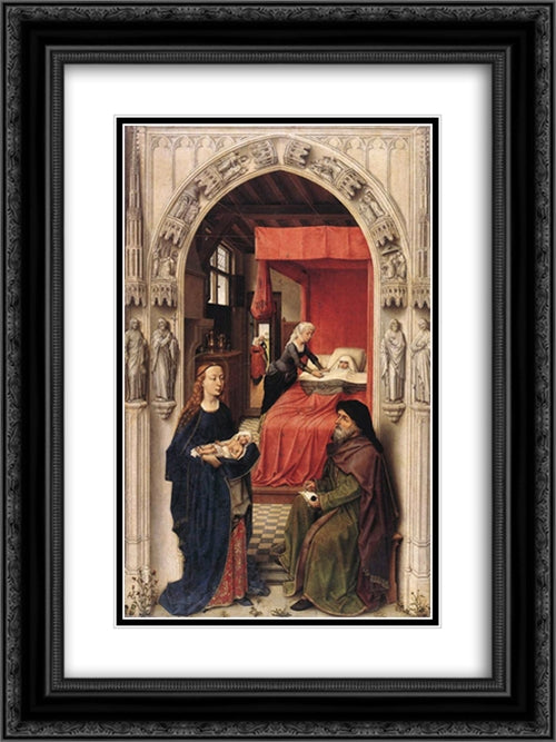 St John the Baptist altarpiece ' left panel 18x24 Black Ornate Wood Framed Art Print Poster with Double Matting by van der Weyden, Rogier