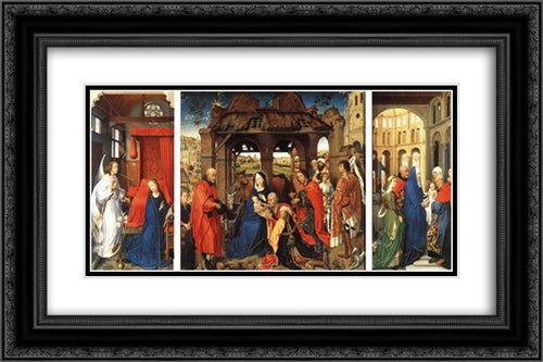 St Columba altarpiece 24x16 Black Ornate Wood Framed Art Print Poster with Double Matting by van der Weyden, Rogier