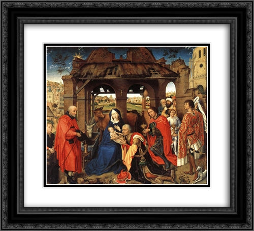 Adoration of the Magi 22x20 Black Ornate Wood Framed Art Print Poster with Double Matting by van der Weyden, Rogier