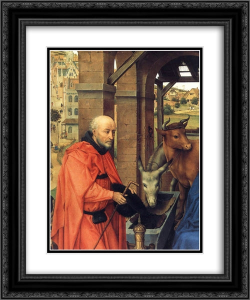 Adoration of the Magi ' detail 20x24 Black Ornate Wood Framed Art Print Poster with Double Matting by van der Weyden, Rogier