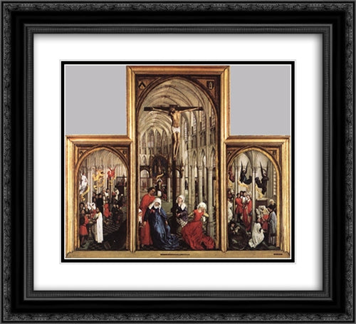 Seven Sacraments 22x20 Black Ornate Wood Framed Art Print Poster with Double Matting by van der Weyden, Rogier