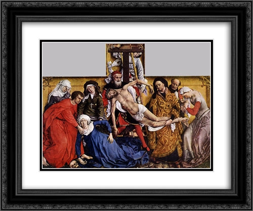 Descent from the Cross 24x20 Black Ornate Wood Framed Art Print Poster with Double Matting by van der Weyden, Rogier