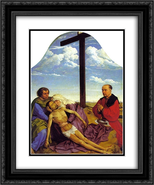 Pieta 20x24 Black Ornate Wood Framed Art Print Poster with Double Matting by van der Weyden, Rogier