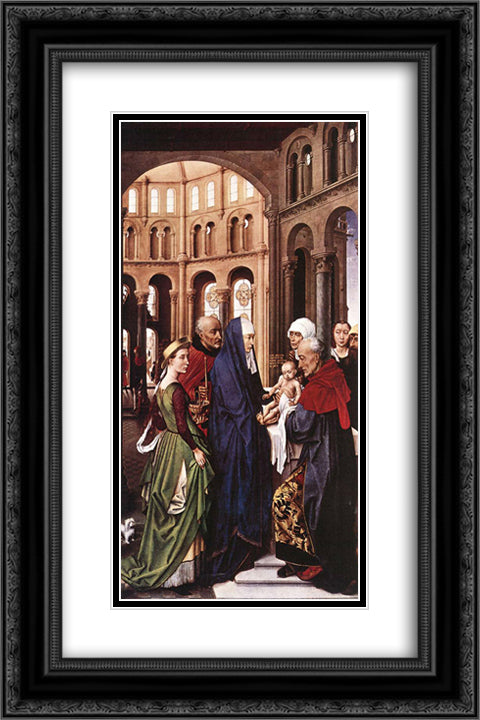 Presentation of Christ 16x24 Black Ornate Wood Framed Art Print Poster with Double Matting by van der Weyden, Rogier