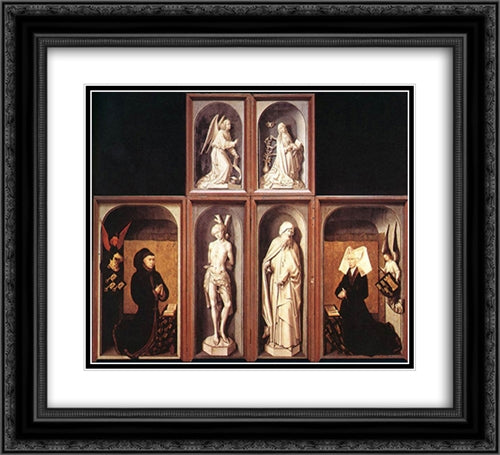 The Last Judgement Polyptych ' reverse side 22x20 Black Ornate Wood Framed Art Print Poster with Double Matting by van der Weyden, Rogier