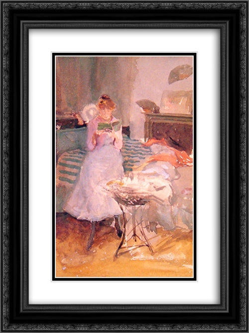 Pink Note : The Novelette 18x24 Black Ornate Wood Framed Art Print Poster with Double Matting by Whistler, James McNeill