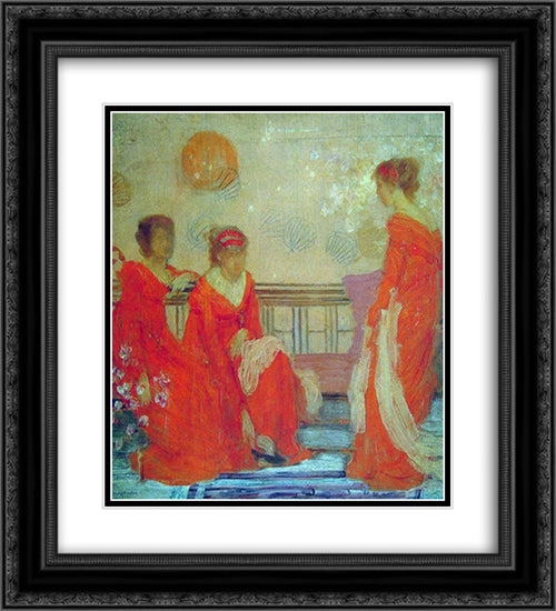 Red and Black 20x22 Black Ornate Wood Framed Art Print Poster with Double Matting by Whistler, James McNeill