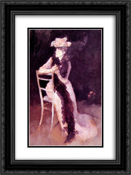 Rose and Silver: Portrait of Mrs Whibley 18x24 Black Ornate Wood Framed Art Print Poster with Double Matting by Whistler, James McNeill