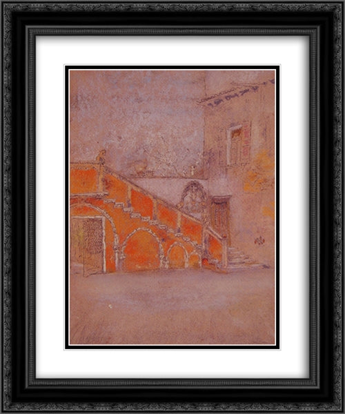 The Staircase: Note in Red 20x24 Black Ornate Wood Framed Art Print Poster with Double Matting by Whistler, James McNeill