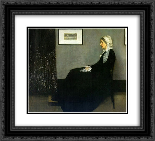 Arrangement in Grey and Black: Portrait of the Painter's Mother 22x20 Black Ornate Wood Framed Art Print Poster with Double Matting by Whistler, James McNeill