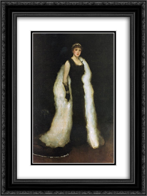 Arrangement in Black, No.5: Lady Meux 18x24 Black Ornate Wood Framed Art Print Poster with Double Matting by Whistler, James McNeill