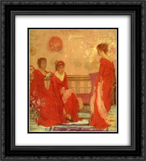 Harmony in Flesh Colour and Red 20x22 Black Ornate Wood Framed Art Print Poster with Double Matting by Whistler, James McNeill