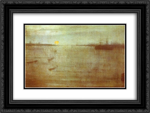 Nocturne: Blue and Gold ' Southampton Water 24x18 Black Ornate Wood Framed Art Print Poster with Double Matting by Whistler, James McNeill