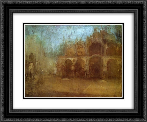 Nocturne: Blue and Gold ' St Mark's, Venice 24x20 Black Ornate Wood Framed Art Print Poster with Double Matting by Whistler, James McNeill