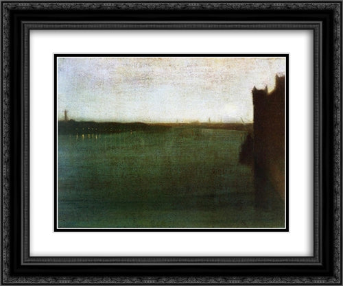 Nocturne: Grey and Gold 24x20 Black Ornate Wood Framed Art Print Poster with Double Matting by Whistler, James McNeill