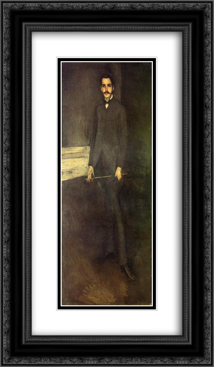 Portrait of George W. Vanderbilt 14x24 Black Ornate Wood Framed Art Print Poster with Double Matting by Whistler, James McNeill