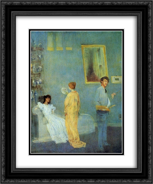 The Artist's Studio 20x24 Black Ornate Wood Framed Art Print Poster with Double Matting by Whistler, James McNeill